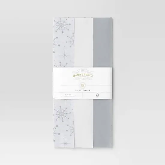 30ct Christmas Tissue Paper Gray/White - Wondershop&trade; image {2}