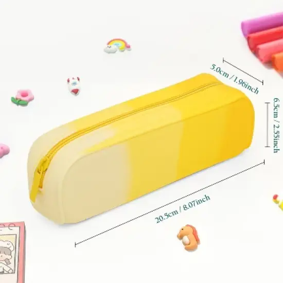 Boersma Yellow Pencil Case &ndash; Large Capacity Waterproof Silicone Pen Pouch, Aesthetic Stationery Organizer for School, Office, Teen Boys & Girls image {4}