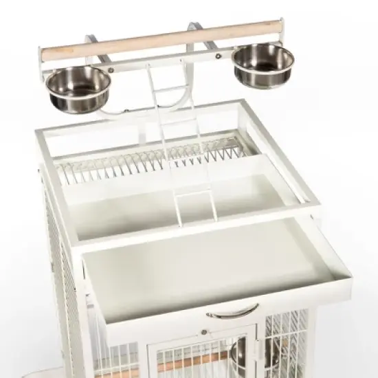 Prevue Select Wrought Iron Parrot Bird Cage 24x20x60", Chalk White image {1}