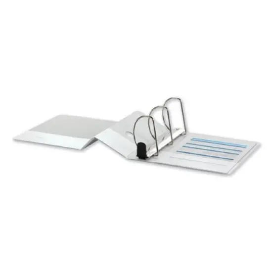 Universal Deluxe Easy-to-Open D-Ring View Binder, 3 Rings, 5" Capacity, 11 x 8.5, White image {2}
