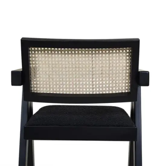 Jennifer Taylor Home Milan 29.5 inch Modern Resin Webbing Back Bar Stool with Arms, Set of 3, Ebony Black Boucle image {1}