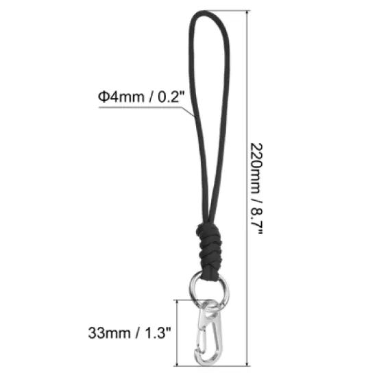 Unique Bargains Braided Wrist Strap Key Whistle Wallet Badge Lanyard 8.7" with Spring O Ring image {1}
