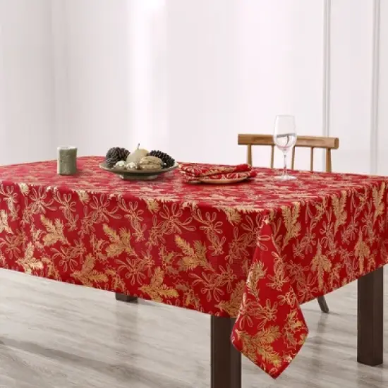 Elrene Foil Woodland Holiday Fabric Tablecloth - Elrene Home Fashions image {1}
