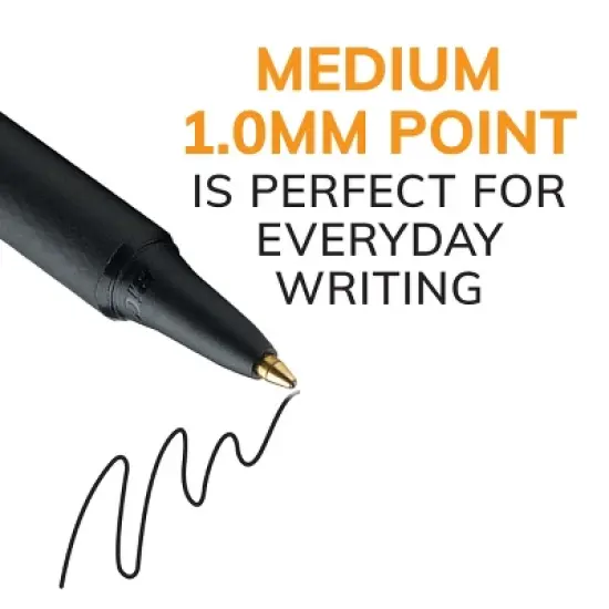 BIC Soft Feel Black Retractable Ballpoint Pens, Medium Point (1.0mm), 12-Count Pack, Black Pens With Soft-Touch Comfort Grip image {3}