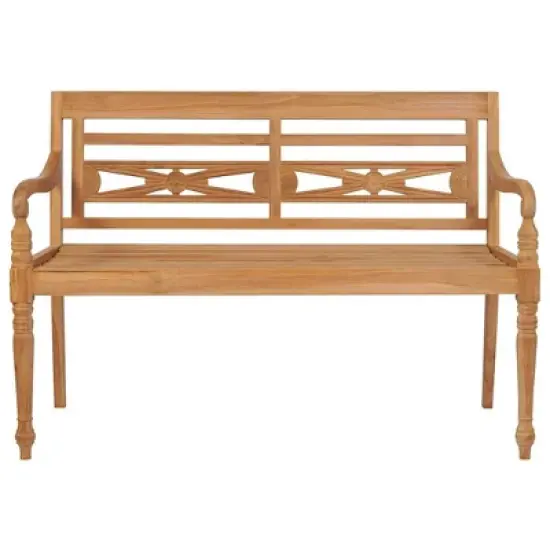 vidaXL Batavia Bench with Red Cushion 47.2" Solid Teak Wood - Red 47.2" image {2}