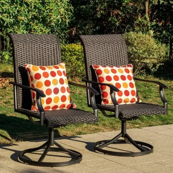 5pc Patio Dining Set with Square Steel Fire Pit Table & Rattan 360 Swivel Chairs - Captiva Designs image {6}