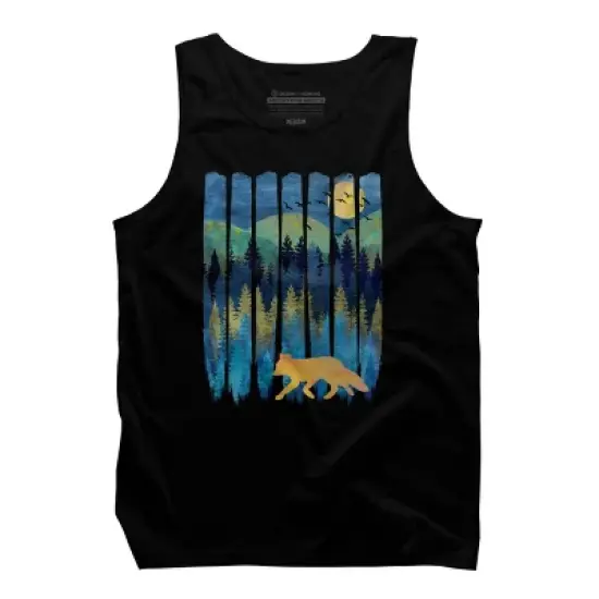 Men's Design By Humans Fox Forest Night By Maryedenoa Tank Top image {4}