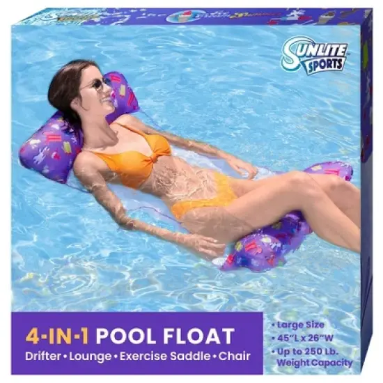 Sunlite Sports Ultra Comfort Pool Hammock Float, Soft Thick Fabric, Water Hammock Raft & Lounge Chair, for People 4' to 6' &ndash; Purple Large image {7}