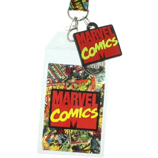 Marvel Comics Page ID Lanyard Badge Holder With 1.5" Rubber Charm Pendant image {2}