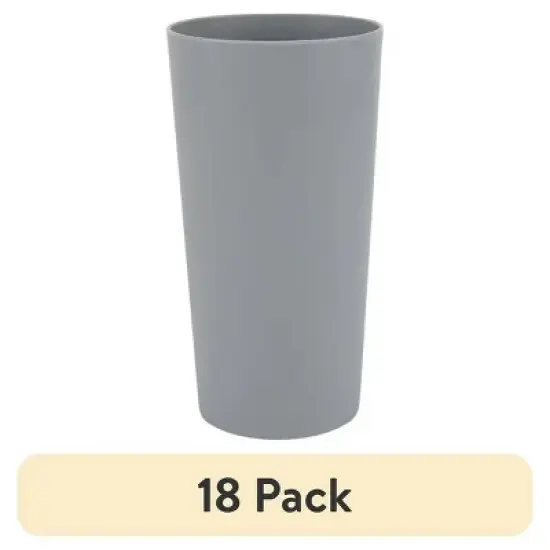 (18 pack) Gray Round Plastic Tumbler, 26-Ounce image {5}