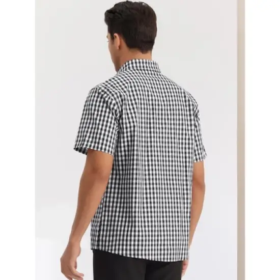 INSPIRE CHIC Men's Short Sleeves Button Down Gingham Pattern Shirt image {2}