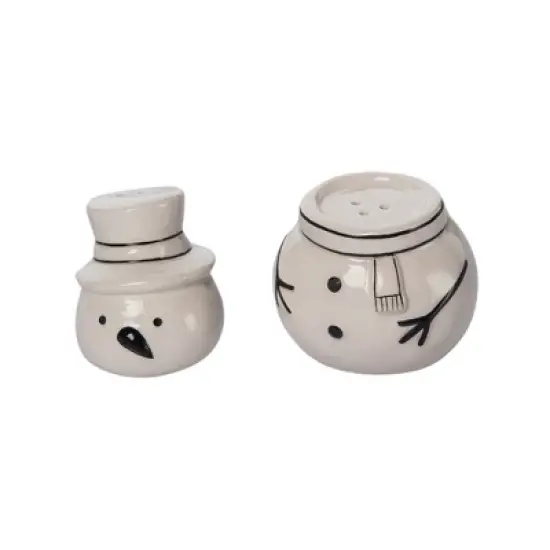 Transpac Dolomite Stacked Snowman Salt and Pepper Shaker Set Ceramic Christmas Decor for Holiday Dining and Gift Giving image {1}