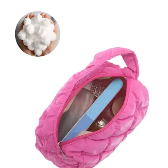 Unique Bargains Portable Makeup Bag Rose Red 1 Pc image {1}