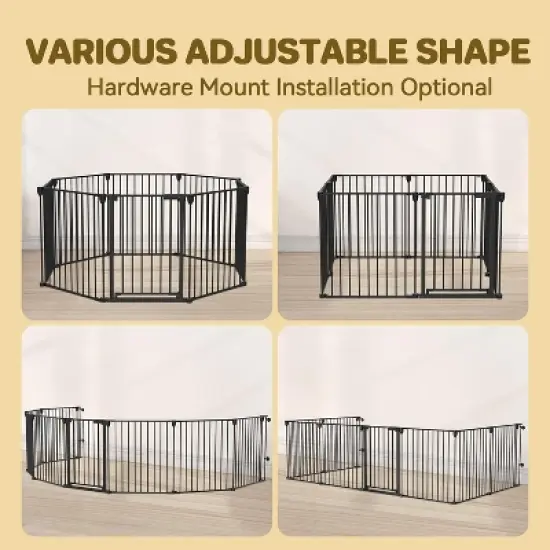 ELECWISH 8 Panels Foldable Baby Gate Heavy Duty Playpen, Extra-Wide, Auto-Close Door, Double Locking System, 27.5"-199" image {6}