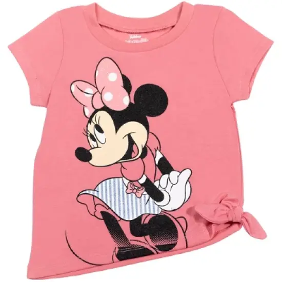 Mickey Mouse & Friends Minnie Little Girls Tie Knot T-Shirt Shorts Set Pink/White/Blue  image {1}