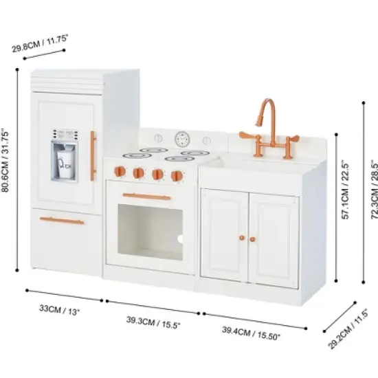 Teamson Kids Paris Wooden Play Kitchen Pretend Cooking Playset, White image {1}