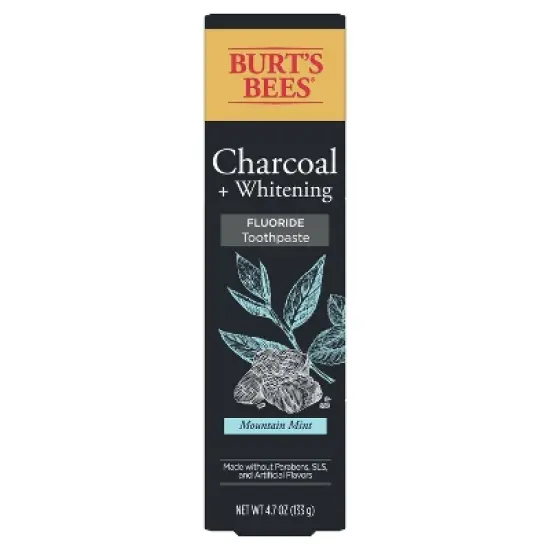 Burt's Bees Toothpaste, Natural Flavor, Charcoal with Fluoride Toothpaste, Mountain Mint, 4.7 oz image {8}