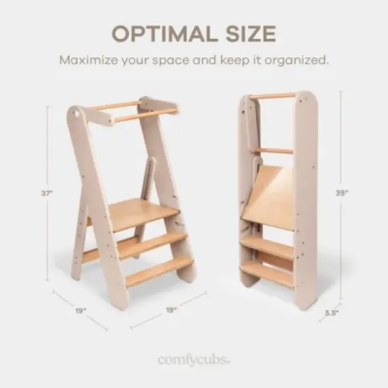 Comfy Cubs Kids Step Stool for Ages 3+, 3 Height Adjustable Toddler Tower for Kitchen Sink & Bathroom Access image {4}