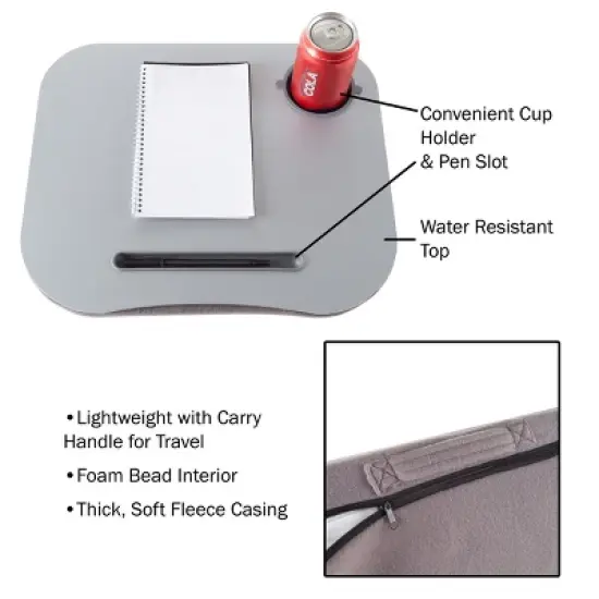 Hastings Home Laptop Buddy Portable Lap Desk With Cushioned Bottom, Pen Tray, and Cup Holder image {2}