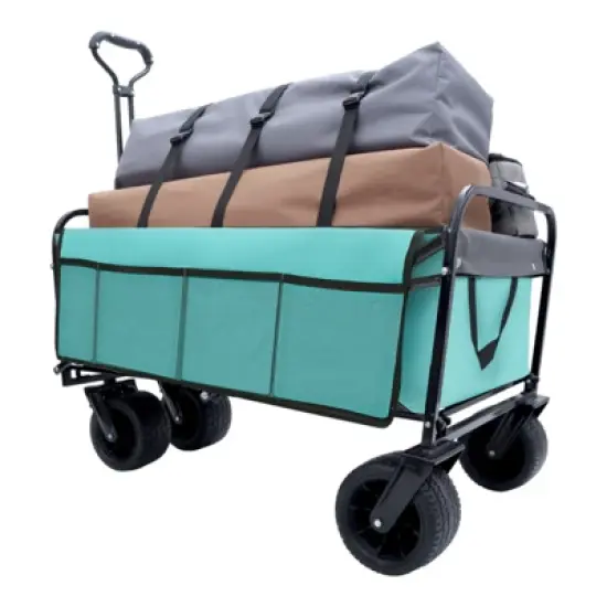 FATMOON Foldable Beach Wagon Cart with 440lbs Capacity, Strapping System & 3pcs Waterproof Liners for Camping, Shopping & Families image {11}