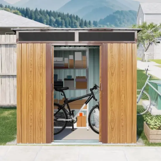 NicBex 6x5 FT Outdoor Storage Shed,Metal Outdoor Shed with Window Transparent Plate,Storage Sheds for Garden image {8}