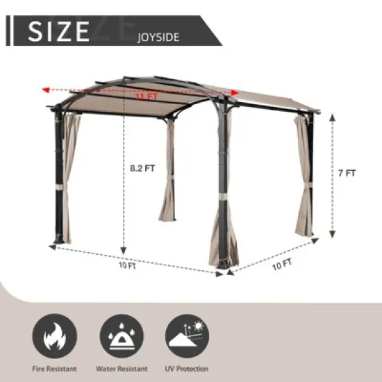 UPTIOT 11 Ft. W x 11 Ft. D Aluminum Pergola With Canopy image {5}