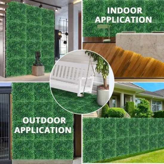 10PCS 10"x10" Grass Wall Artificial Boxwood Panels Wall Hedge Decor With Zip Ties image {5}