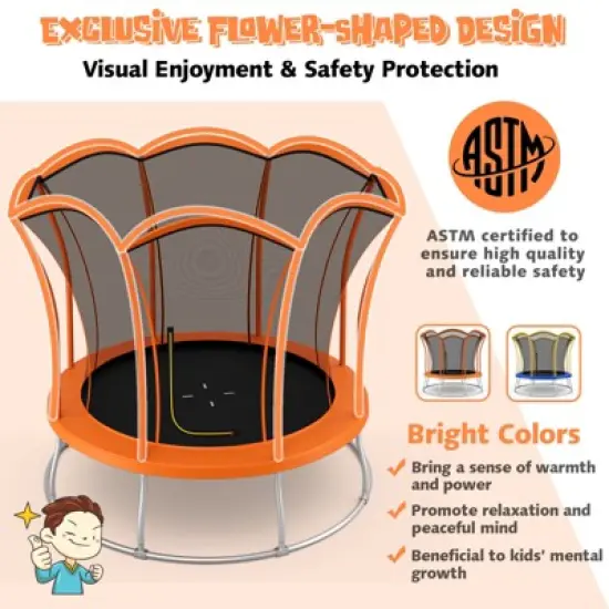 Infans 10FT Recreation Trampoline W/Exclusive Flower Shape Enclosure Net image {1}