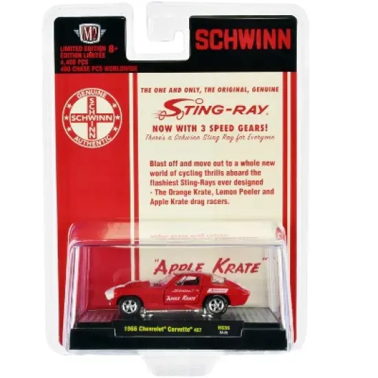 1966 Chevrolet Corvette 427 #68 Red with White Stripes and Graphics Ltd Ed to 4400 pcs 1/64 Diecast Model Car by M2 Machines image {2}