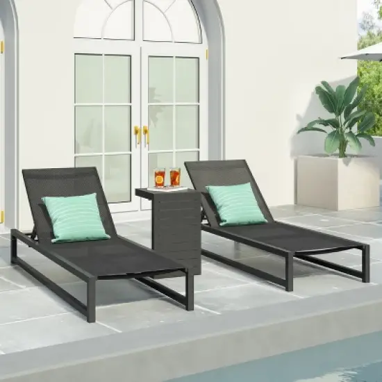 Christopher&nbsp;Knight&nbsp;Home Cherry Outdoor Adjustable Aluminum Chaise Lounge Set with C-Shaped Table image {10}