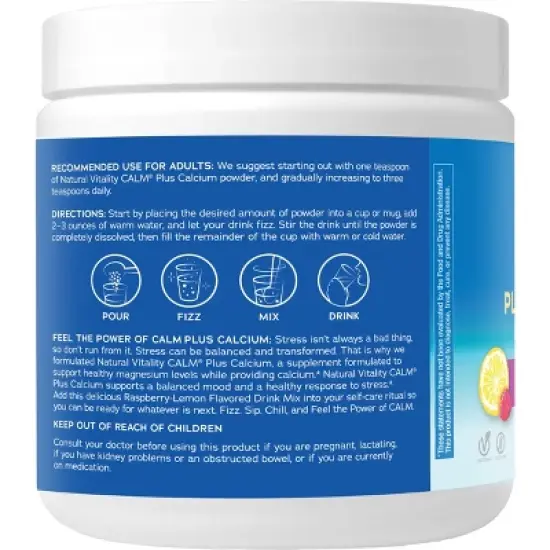 Natural Vitality CALM Magnesium Plus Calcium Supplement Powder - Raspberry Lemon - 8oz image {5}