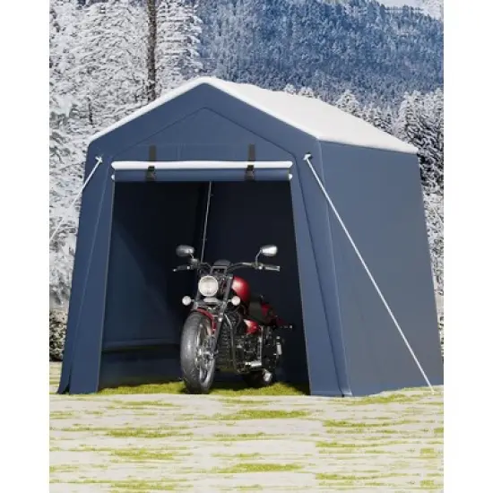 Jojoka  FT Motorcycle Shed, Durable Outdoor Motorcycle Storage Tent with Roll-Up Ventilated Zipper Door and Windows image {8}