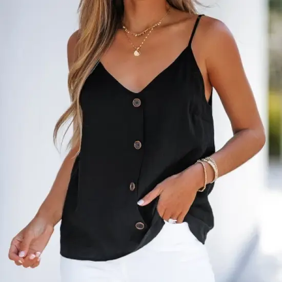 Women's Buttoned V Neck Cami - Cupshe image {2}