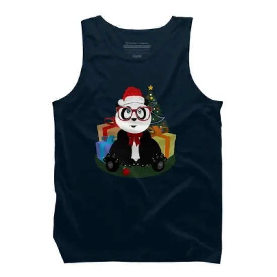 Men's Design By Humans Christmas - Panda Nerd By Adamzworld Tank Top image {5}