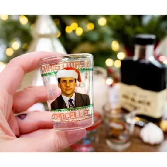 Silver Buffalo The Office Dunder Mifflin Holiday 1.5-Ounce Mini Shot Glasses | Set of 4 image {4}
