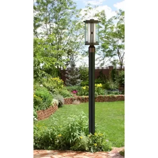 Franklin Iron Works Fallbrook Modern Industrial Post Light Bronze 15 3/4" Clear Frosted Double Glass for Exterior Barn Deck House Porch Yard Patio image {5}