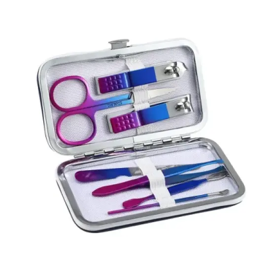 Unique Bargains Stainless Steel Manicure Tool Grooming Clippers Kit Multicolor 7 in 1 Set image {6}