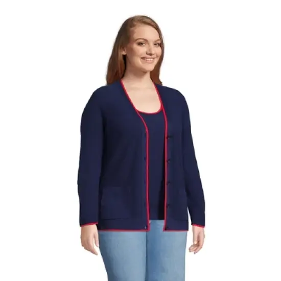 Lands' End Women's Fine Gauge Cotton Cardigan and Tank Sweater Set image {2}