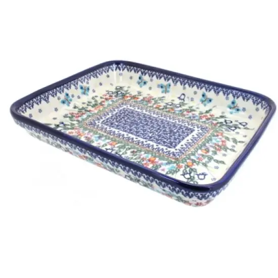 Blue Rose Polish Pottery 150 Vena Medium Rectangular Baker image {6}