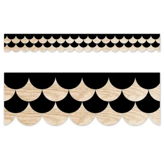 Creative Teaching Press&reg; Core Decor Black and Wood Scallops EZ Border, 48 Feet Per Pack, 3 Packs image {1}