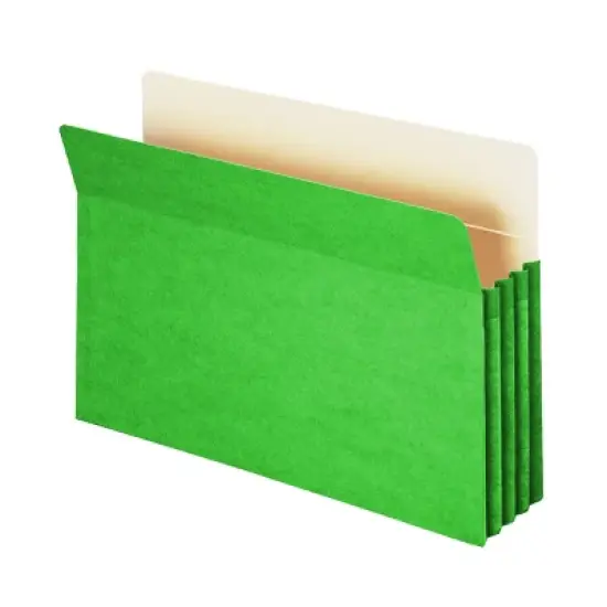 Smead File Pocket, Straight-Cut Tab, 3-1/2" Expansion, Legal Size, Green, 25 per Box (74226) image {9}