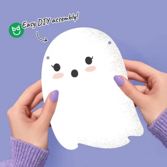 Big Dot of Happiness Pastel Halloween Garland Banner, Birthday Party Decorations Backdrop, 30 Feet of Cord, 15 Paper Ghost, Pumpkin, and Bat Shapes image {2}