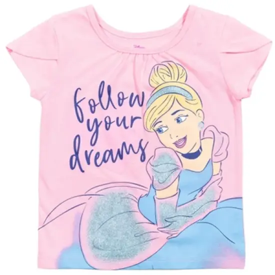 Disney Moana Princess Frozen Rapunzel Jasmine Belle Girls T-Shirt Tulle Skirt and Scrunchie 3 Piece Outfit Set Toddler image {2}