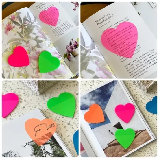 Wrapables Transparent Sticky Notes, Waterproof Self-Adhesive Memos for Home, School, Office (Set of 5), Hearts image {5}