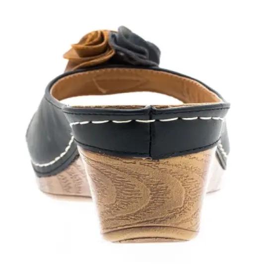 GC Shoes Sydney Flower Comfort Slide Wedge Sandals image {2}