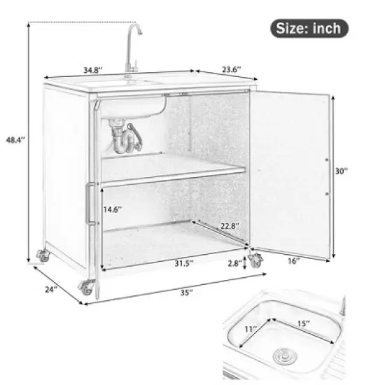 Whisen Outdoor Modular Kitchen Sink with Cabinet - Matte Black image {15}