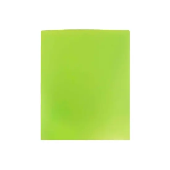 JAM Paper Heavy Duty Plastic Two-Pocket School Folders Lime Green 108/Pack 383HLIB image {4}