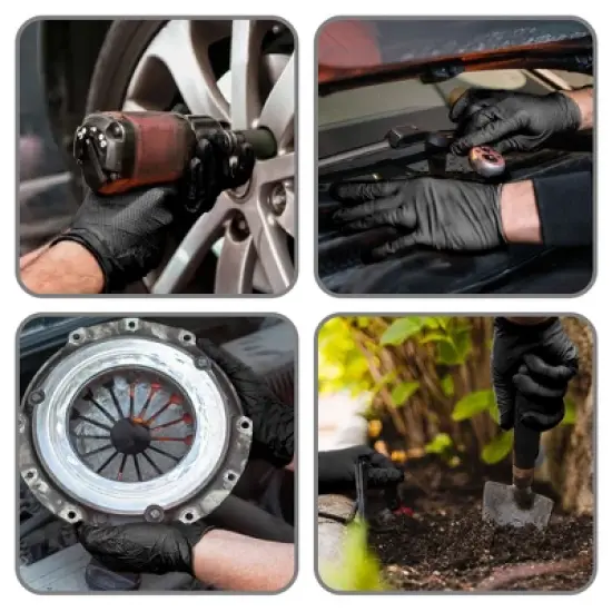 WeCare Diamond Textured Black Nitrile Gloves, 8 Mil Thickness - Perfect for Industrial & Automotive Work image {2}