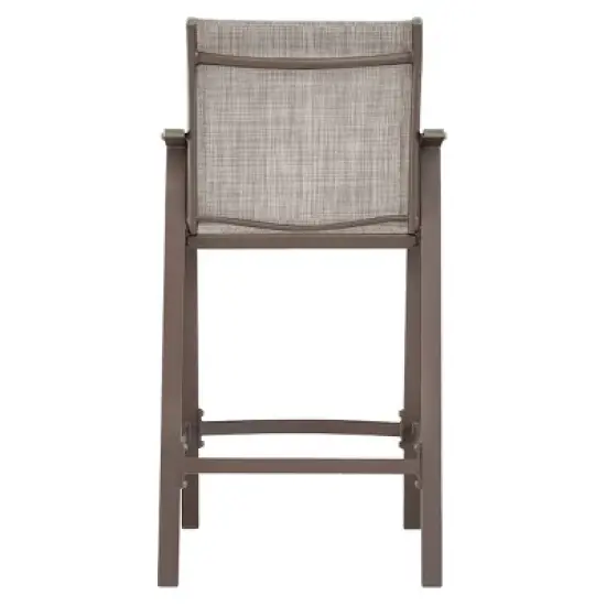 Aluminum Patio Bar Set All-weather 2pc Bar Stools and Table with Umbrella Hole - Crestlive Products image {3}