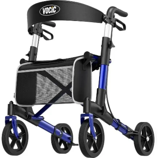 Walkers-for-Seniors-with-Seat,Folding Rolling Walker with Wheels,support 300lbs-Blue image {8}